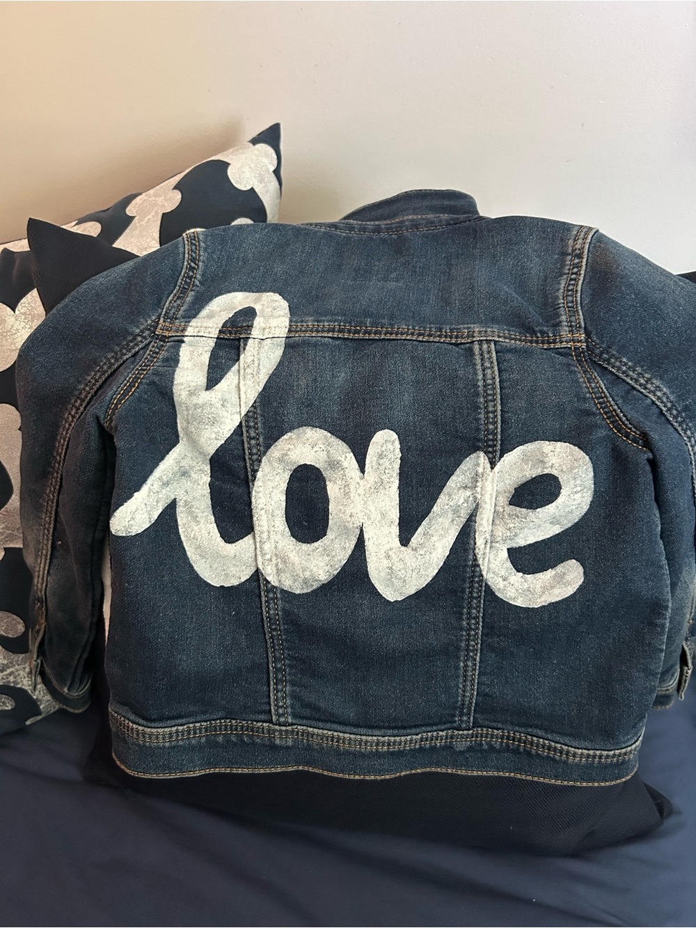 GAP, Toddler, Little Girl’s Size 5 Years Denim Stretchy Jacket “love”